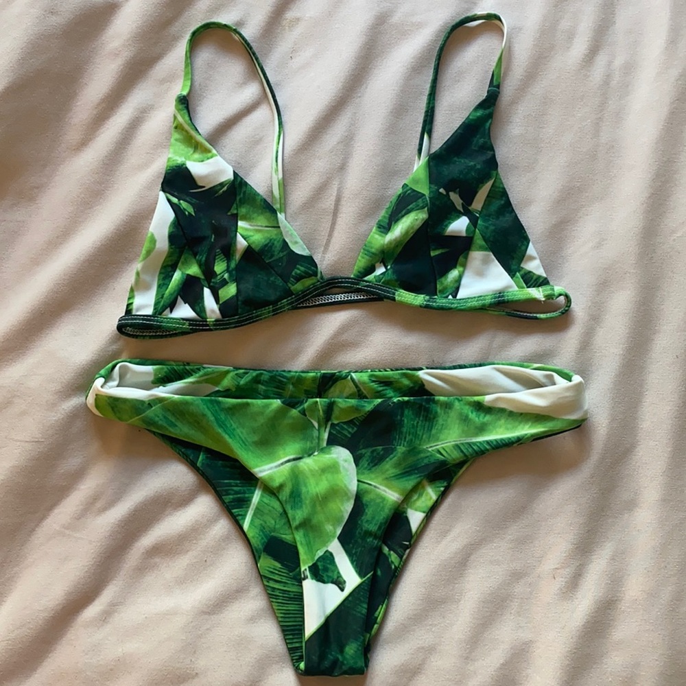 Stone Fox Swim palm leaf bikini